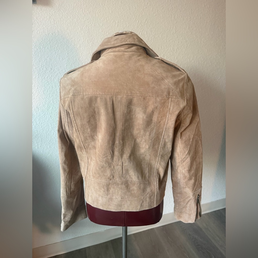 Mango Beige/Tan Suede Leather Jacket size Small - Picture 4 of 10